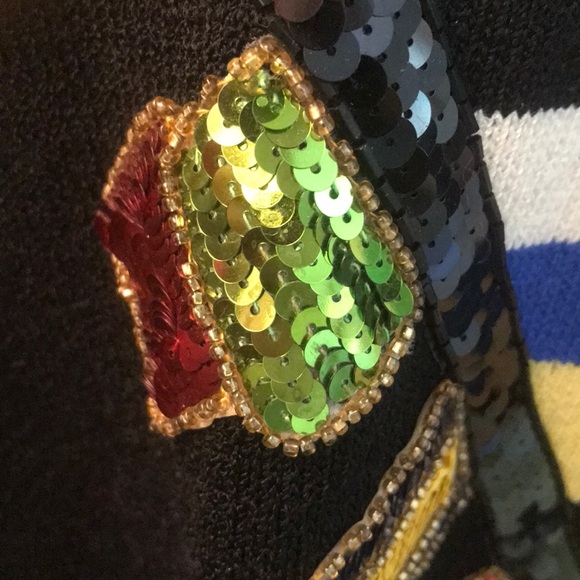 Ladies stripe and sequined sweater-half sleeve-M - Picture 3 of 5